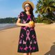 thumbnail image 4 of Easygdp Breast Cancer para Vestido Transpirable de Mujer, Vestido Suelto de Manga Corta con Pliegues y Bolsillos para el Verano, 4 of 6