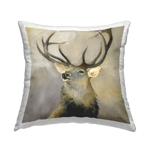 Stupell Industries Stoic Elk Nature Portrait Printed Throw Pillow Design by Stellar Design Studio