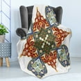 thumbnail image 4 of Oriental Soft Flannel Fleece Throw Blanket, Turkish Ottoman Eastern Design Flowers Moroccan Image, Cozy Plush for Indoor and Outdoor Use, 60" x 80", Cadet Blue Turquoise, by Ambesonne, 4 of 5
