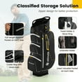 thumbnail image 3 of Topbuy 15-Way Golf Cart Bag Golf Club Bag with 15 Ways Organizer Divider Top 7 Zippered Pockets Cooler Bag Umbrella Holder Rain Hood Black + Yellow, 3 of 8