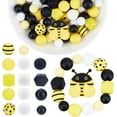thumbnail image 3 of 81Pcs Bee Theme Silicone Beads Silicone Loose Beads Yellow Dot Round Rubber Spacer Beads Summer Spring Decoration Beads, 3 of 6