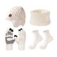 thumbnail image 1 of Bewildely Conjunto de traje cálido de terciopelo grueso de PU para mantenerse abrigado y con estilo en climas fríos. Gorro de punto cálido de Decoración del hogar blanco lechoso, 1 of 6