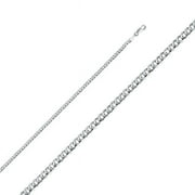 24 in. 14K White Gold 2.7 mm Regular Concave Cuban Chain
