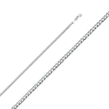 24 in. 14K White Gold 2.7 mm Regular Concave Cuban Chain