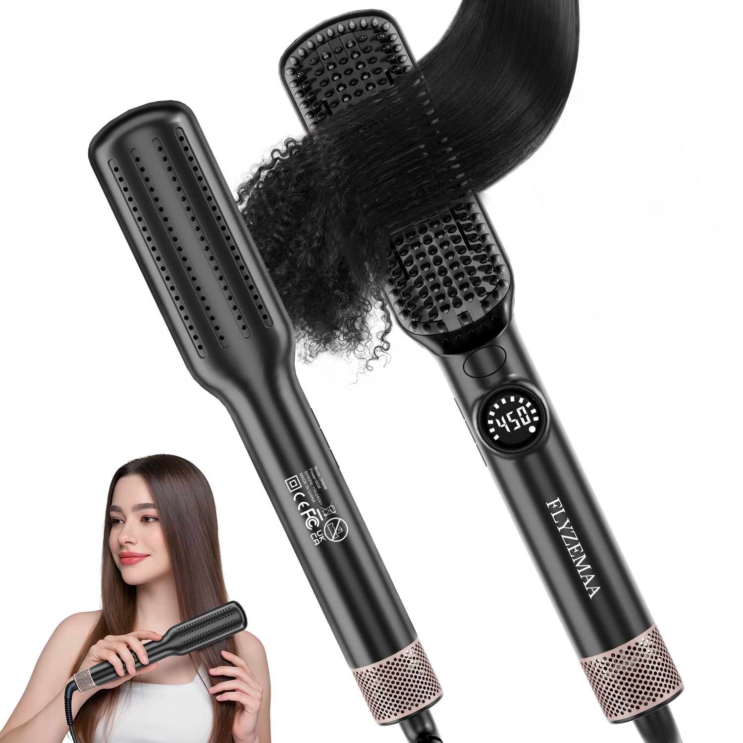 Ionic Hair Straightener Brush by COOLKESI, 30s Fast MCH Ceramic