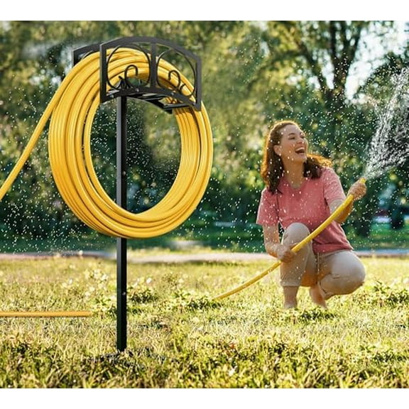 Garden Hose Holder,Freestanding Water Hose Holder,In ground Hose  Organizer for Outdoor,Detachable Water Hose Holder Stake,Hose Reel Stand,Hose Hanger  for Outside Lawn Yard