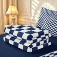 thumbnail image 6 of Manfei Contemporary Grid Zipper Twin Comforter Sets with Fitted Sheet and 2 Pillowcases,Checkered Art Zipper Bedding Set,Navy White,Navy Blue Reversible,4pcs, 6 of 8