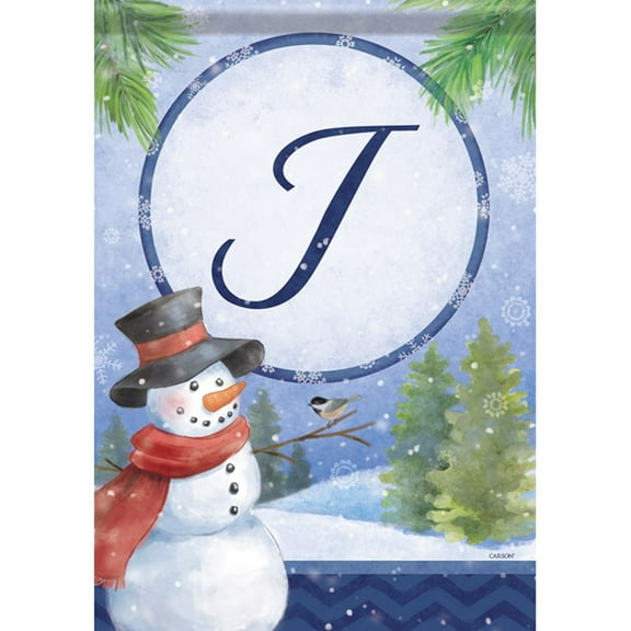 Carson Garden Flag - Snowman Monogram J