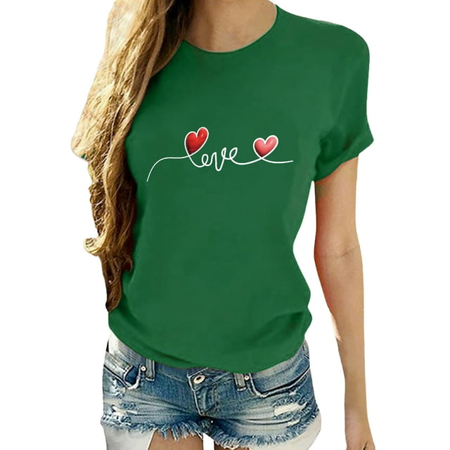 Bellella T-Shirt pour Femmes, Manches Courtes, Col Rond, Tunique Décontractée, Vert 3TG