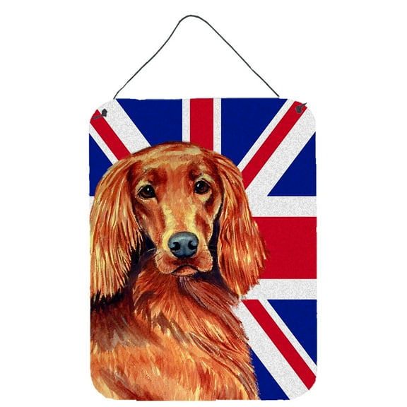 Irish Setter with English Union Jack British Flag Wall or Door Hanging Prints
