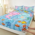thumbnail image 3 of Manfei Sea Axolotl Queen Sheet Sets 4 Pieces, Ocean Animal Crab Fish Flat Sheet, Cartoon Blue Queen Fitted Sheet, Breathable Home Decor, 3 of 6