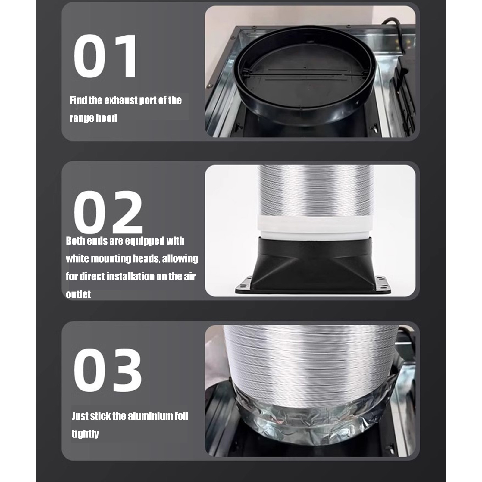 Aluminum Flexible Air Vent Hose Water Heater Exhaust Pipe Universals Ventilation Duct Vent Hose Extension Tube