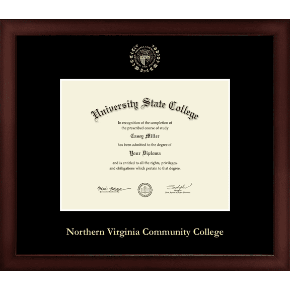 Northern Virginia Community College Diploma Frame, Document Size 9" x 7"