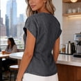 thumbnail image 3 of APEXFWDT Women's Denim Vest V Neck One Button Cap Sleeve Casual Summer Jean Top,XXL,Dark Gray, 3 of 6