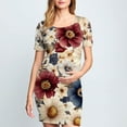 thumbnail image 6 of breaise Floral Side Ruch Maternity Dress Summer Crew Neck Bodycon Mini Dress 2025 Short Sleeve Baby Shower Dress Casual Lounge Pregnancy Dress Daily Wear, 6 of 6