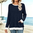 thumbnail image 5 of Kezqiaxn Shirts for Women Trendy Spliced Long Sleeve Crew Neck Knitted Casual Tops with Pockets Womens Blouses Winter Clothes, 5 of 8