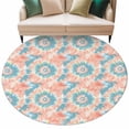 thumbnail image 2 of Teal Orange Large Round Rug 8 FT, Non Slip Living Room Area Carpet, Modern Tie Dyeing Contemporary Abstract Art Washable Soft Circle Rug Non-Shedding Floor Carpet for Bedroom Office Dining Room, 2 of 9