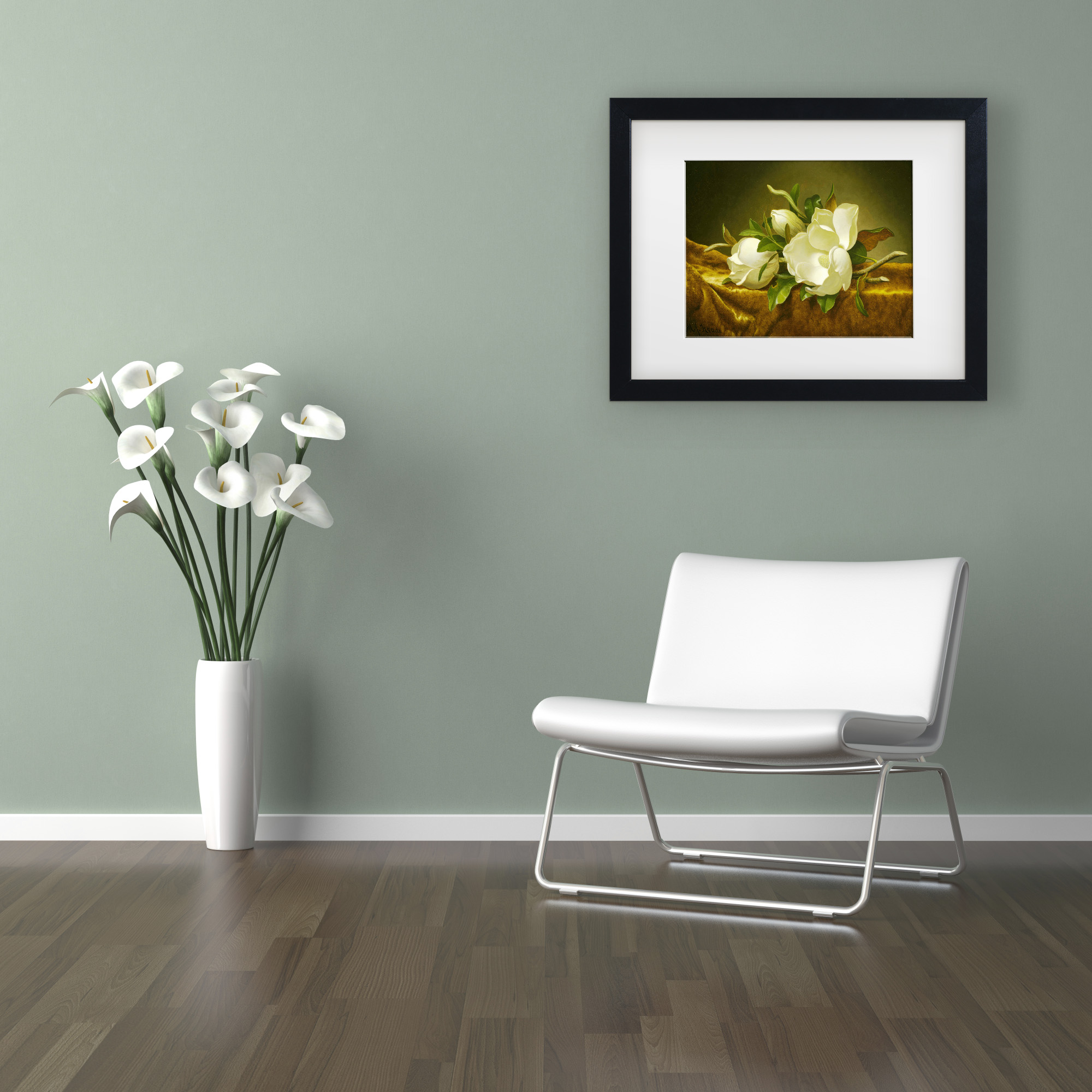 Martin Johnson Heade 'Magnolias On Gold' Matted Framed Art