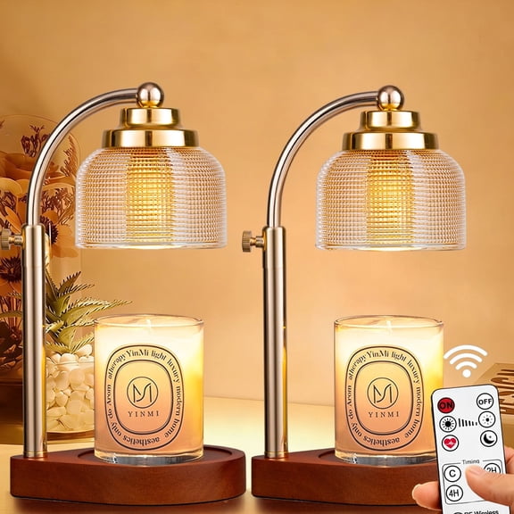 Fenxyo 2 Pack Candle Warmer Lamp Remote Control, Timer and Dimmer - Adjustable Height, Best Gifts for Women Mom, Wax Warmer for Jar Candles with 4 Replacement Bulbs