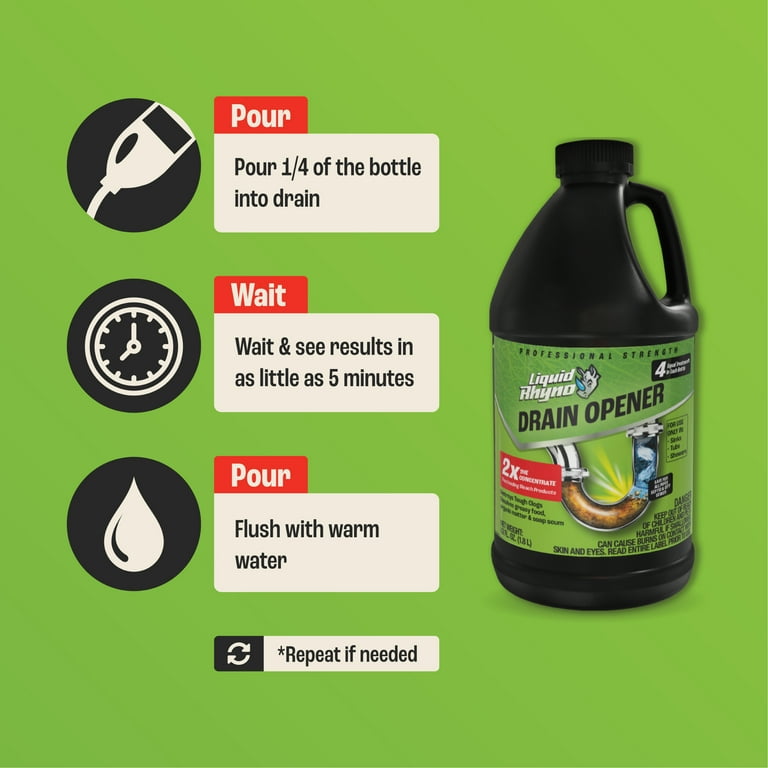 Liquid Rhyno 62 oz. Liquid Drain Opener, Clog Remover, 4 Treatments, 1-Pack (10963)