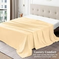 thumbnail image 3 of 600 Thread Count Egyptian Cotton Flat Sheet – 1 Piece, Stripe Beige Full XL Size (81" x 102"), 3 of 5