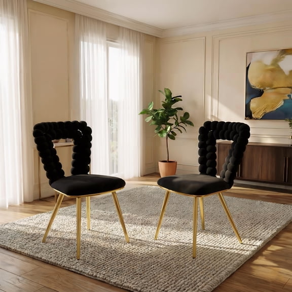Sumdeal Modern Dining Chair Sets, 2/4/6-Piece Sets,Fabric Upholstered Chairs, Gold Iron Legs, Soft Seats, Ergonomic Backrest Support, Suitable for Dining Rooms, Living Rooms, Cafes, and Offices