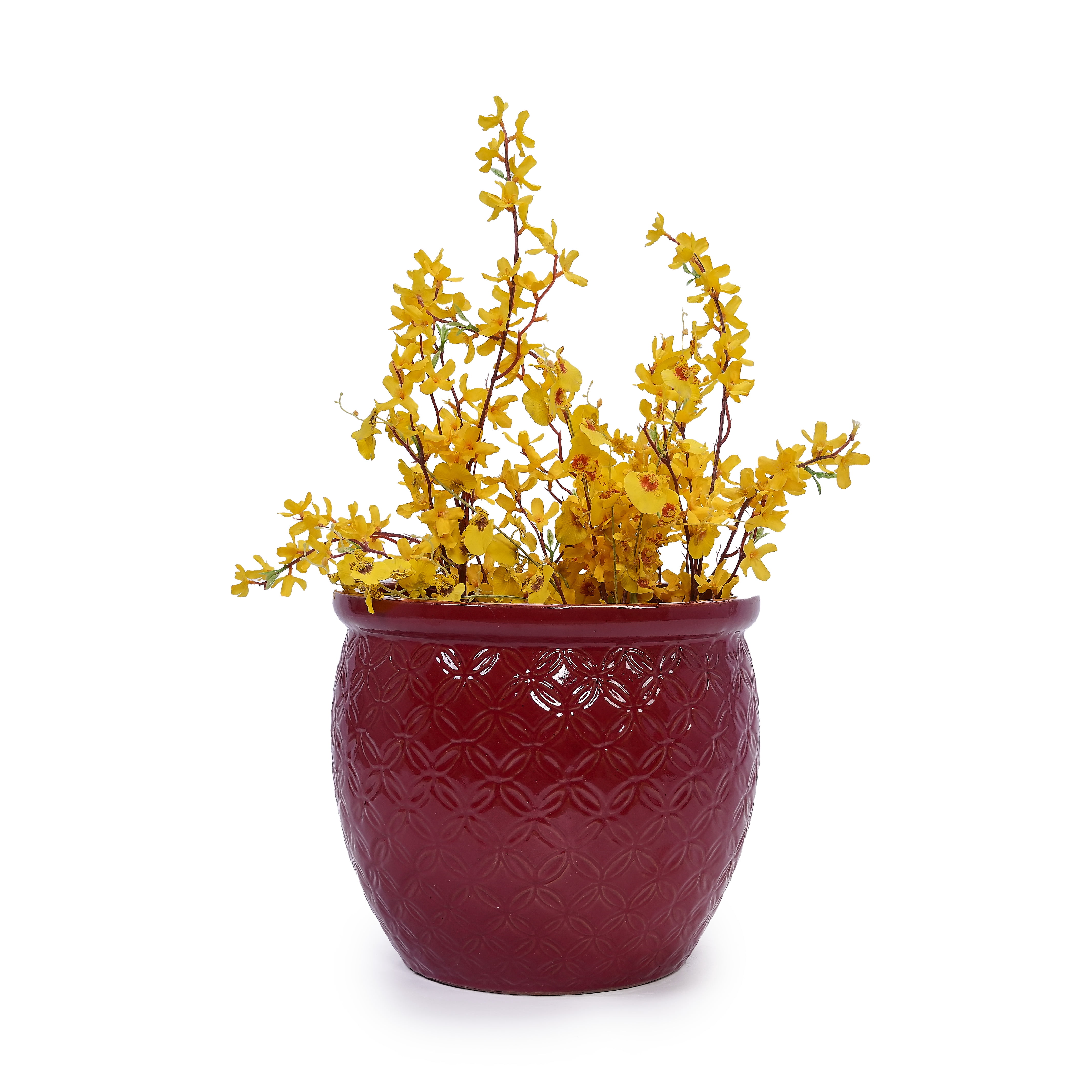 MAYEERTY 3 Pack Ceramic Plant Pots, Planter for Indoor Outdoor Patio, Garden, Red