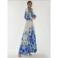 thumbnail image 6 of Printed Long Sleeve Maxi Dress with Belt, 6 of 7
