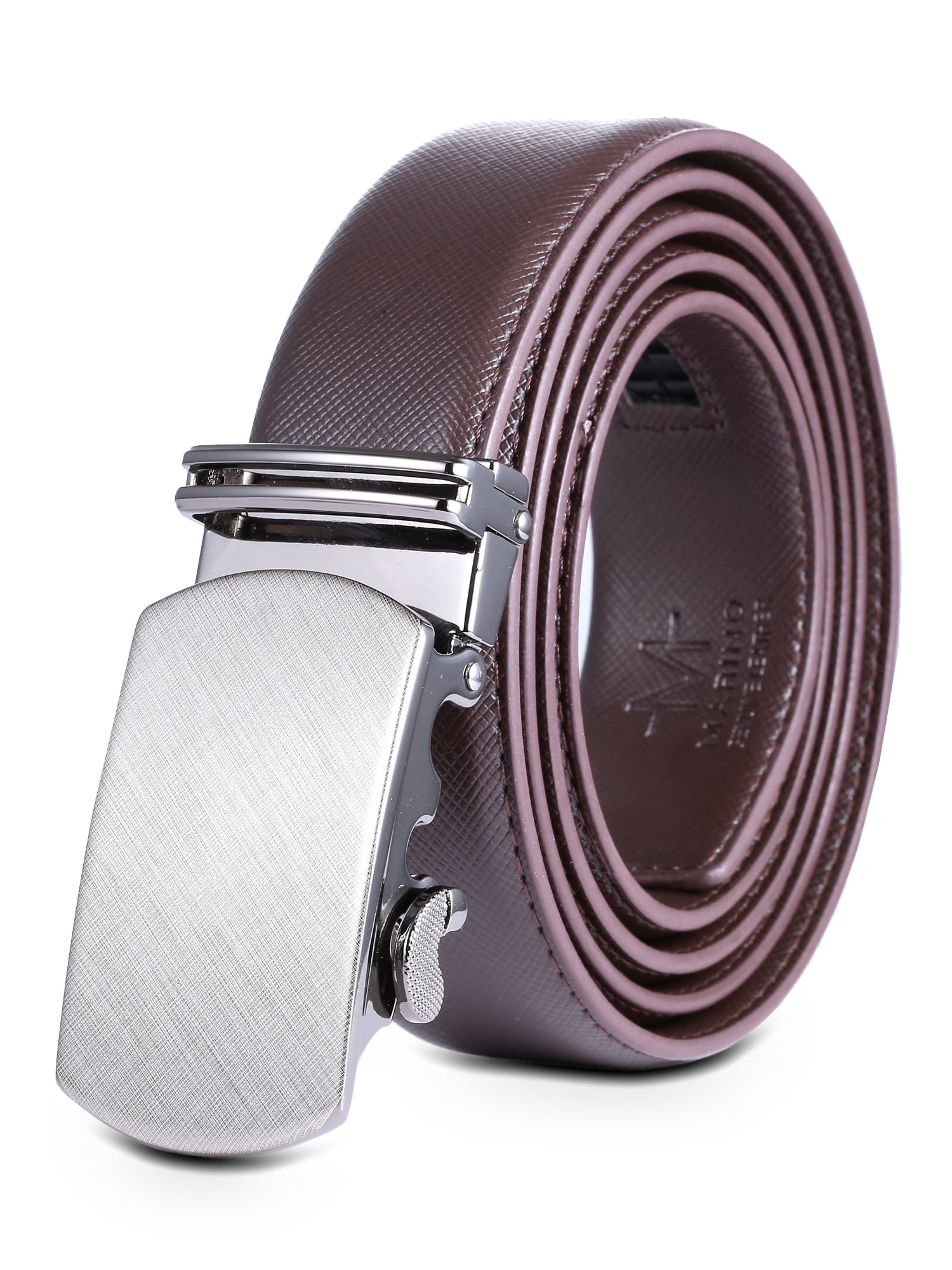 marino men's genuine leather ratchet dress belt with automatic buckle Marino Mens Leather Belt, Soft Leather Ratchet Dress Belt With Automatic  Buckle - Enclosed In An Elegant Gift Box - Trellis Ratchet Belt - Brown -  Fits waist sizes up to 44"