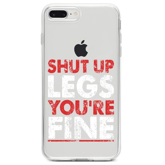 DistinctInk Clear Shockproof Hybrid Case for iPhone 7 PLUS / 8 PLUS (5.5" Screen) TPU Bumper Acrylic Back Tempered Glass Screen Protector - Shut Up Legs You're Fine Running