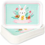 48 Pcs Easter Bunny Rabbit Paper Plates 9 x 13 inch for Party Supplies Decorations