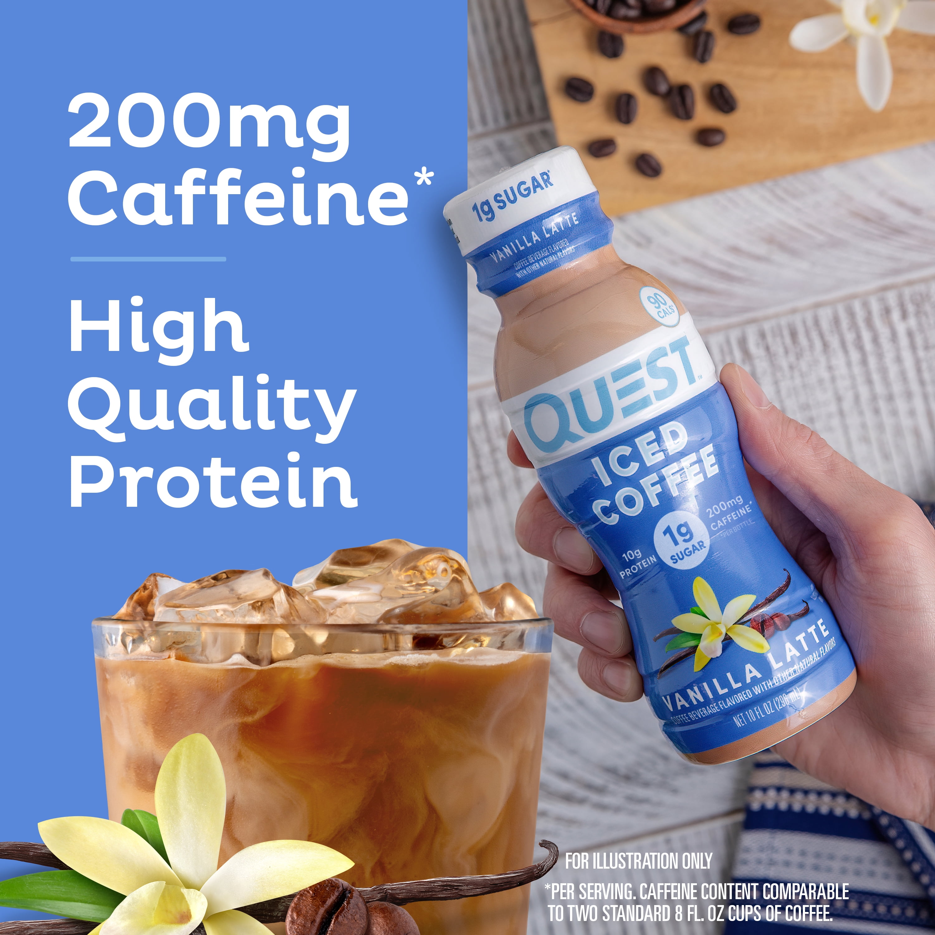 (3 pack) Quest Nutrition Iced Coffee Vanilla Latte, 200mg of Caffeine, 10g of Protein, 4 Count