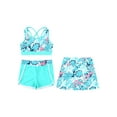 thumbnail image 3 of iEFiEL Girls Flowers Leaves Printed Swimwear Youth Juniors Crop Top with Skirt and Shorts for Beach Pool Bathing Swimming Holiday Leaf 14, 3 of 7