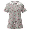 thumbnail image 5 of Mujeres Causal Mangas Cortas Cómodo Encaje Cuello Redondo Estampado Blusa Pullover Tops Camisa OAVQHLG3B Store lin121212, 5 of 5