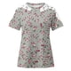 thumbnail image 5 of Mujeres Causal Mangas Cortas Cómodo Encaje Cuello Redondo Estampado Blusa Pullover Tops Camisa OAVQHLG3B Store lin121212, 5 of 5