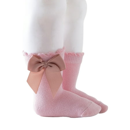 

Bmnmsl Kids Socks Solid Color Short Tube Socks with Big Bowknot Stockings