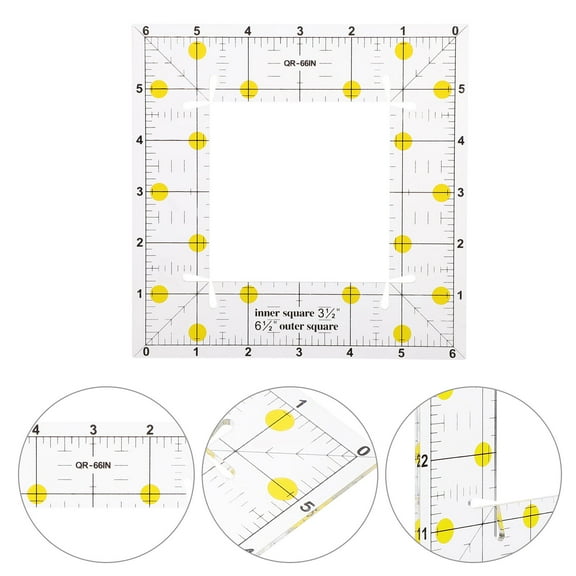 RENACLIPY 1Pack Quilt Square Ruler Assorted Color Plastic for Quilting and Crafts 16.5X16.5CM