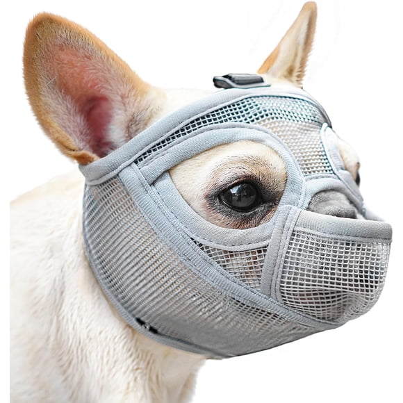 Muselière Courte pour Chien Bouledogue Français avec Design à Pantalon Complet pour Éviter de Manger et de Mordre, Muselière en Maille Douce pour Chien Shih Tzu Pug Bouledogue Anglais pour Toilettage et Marche, Permet de Boire et de Nourrir