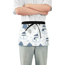 Yayeee Waist Apron with Pockets for Cooking Waterproof Half Server Aprons, Cartoon Snowmen