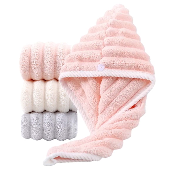 Fwttom Hair Towel Wrap for Women, Soft Voluminous Wave Microfiber Hair Towels with Vertical Ribbing, Drying Towel for Home Hotel Gym Bathroom Wrap & Absorb Moisture