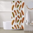 thumbnail image 6 of Shower Curtain, Hot Dog Print White Waterproof Fabric Plastic Shower Curtain, Drying Fast Bathroom Curtain with 9 Buttonholes, Ruffle Shower Curtain 60x72in, 6 of 8