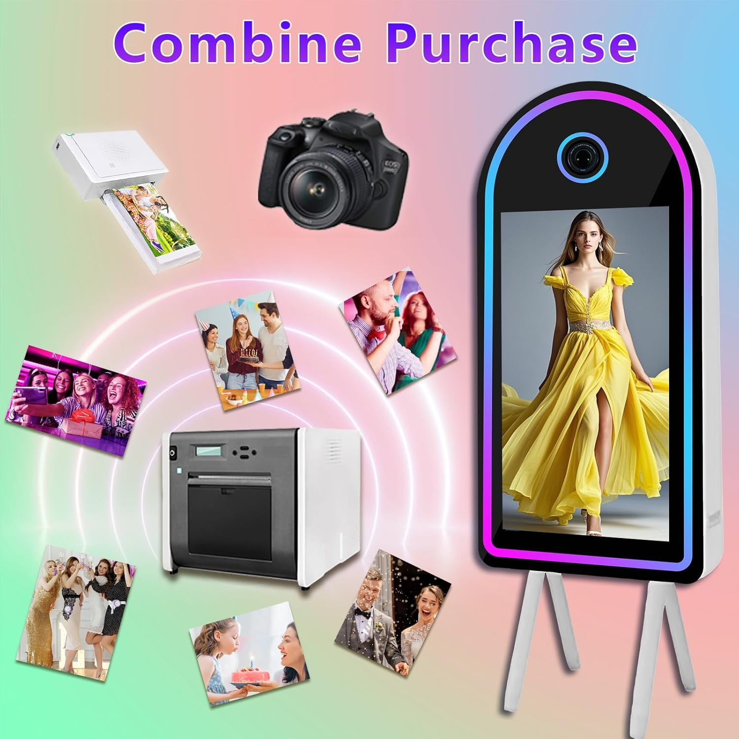 LivFiv Portable Magic Mirror Selfie Photo Booth 32 inch Touch Screen for Party Events Wedding