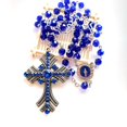 thumbnail image 4 of Giaone Rosary Necklace 8mm Blue Crystal Beads Medal Crucifix Cross Pendant Long Chain, 4 of 7