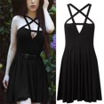 thumbnail image 2 of Women‘s Gothic Five-Pointed Star Wrapped Chest Strap Sexy Mini Dress, 2 of 3