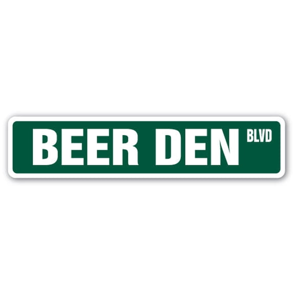 SignMission SS-Beer Den 18 in. Beer Den Street Sign - Beer Breweries Keg Chill Cooler