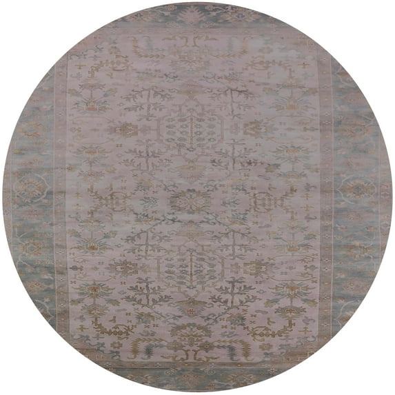 Ahgly Company Indoor Round Mid-Century Modern Rose Purple Oriental Area Rugs, 3' Round