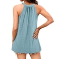 thumbnail image 4 of Pxiakgy Women's Eyelet Halter Tank Top Tank Top Loose Fit High Neck Sleeveless Tops Pleated Eyelet Shirts Blouse High Neck Cute Casual Pleated Sleeveless Summer Top Flowy Cami Shirts Blouse Blue M, 4 of 6