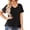 Black, variant on JYLFC Women's Casual V-Neck Short Sleeve T-Shirt Solid Loose Fit Basic Tee Top Going Out Basic Summer Blouse, Black S