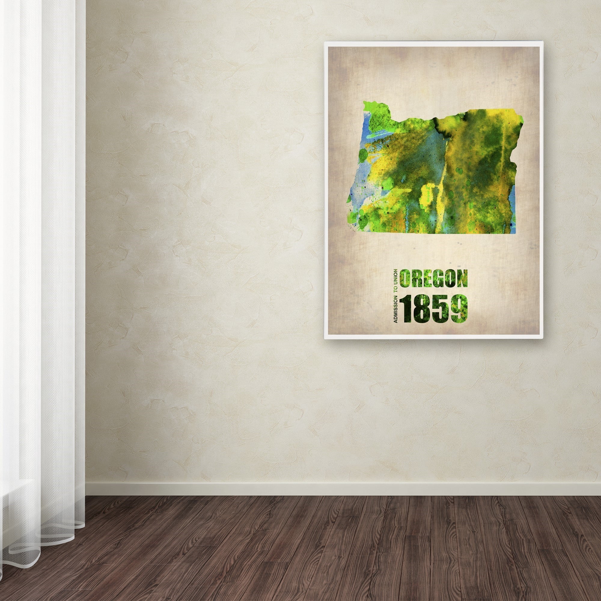 Trademark Fine Art "Oregon Watercolor Map" Canvas Art by Naxart