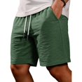 thumbnail image 2 of Mens Lounge Sweat Shorts, 7" Casual Elastic Waist Gym Workout Shorts with Elastic Waist And Drawstring Featuring Solid Color Design Army Green L, 2 of 5